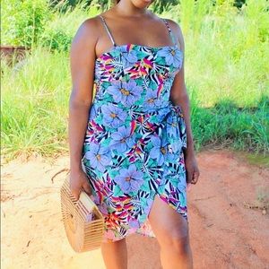 Vintage 1990's Tropical Print Dress